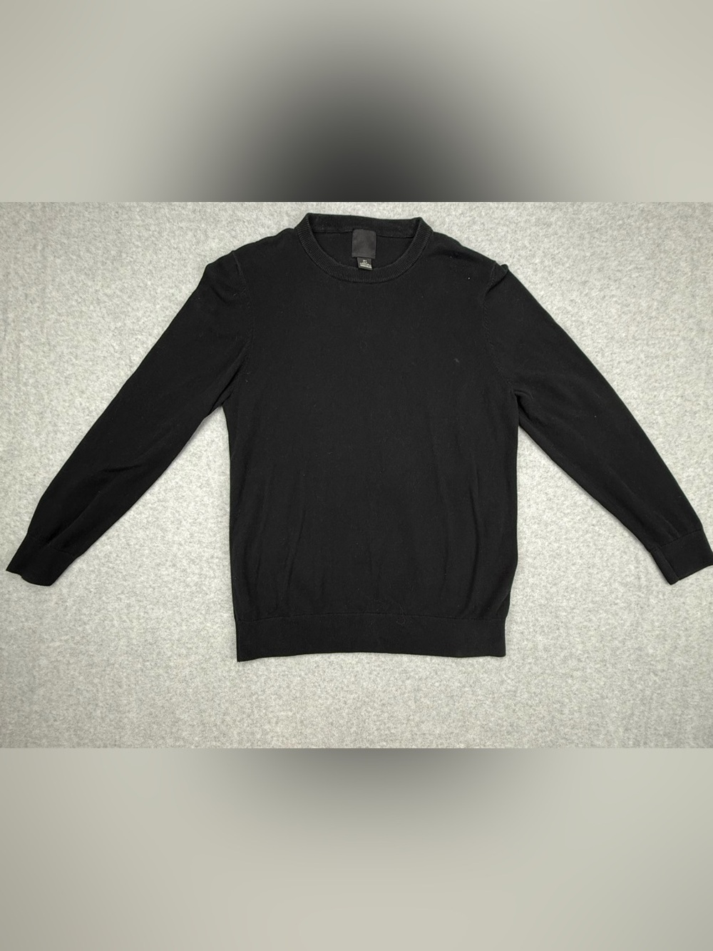 H&M Men’s Large Black Slim Fit Fine Knit Cotton Crewneck Sweater 100% Cotton